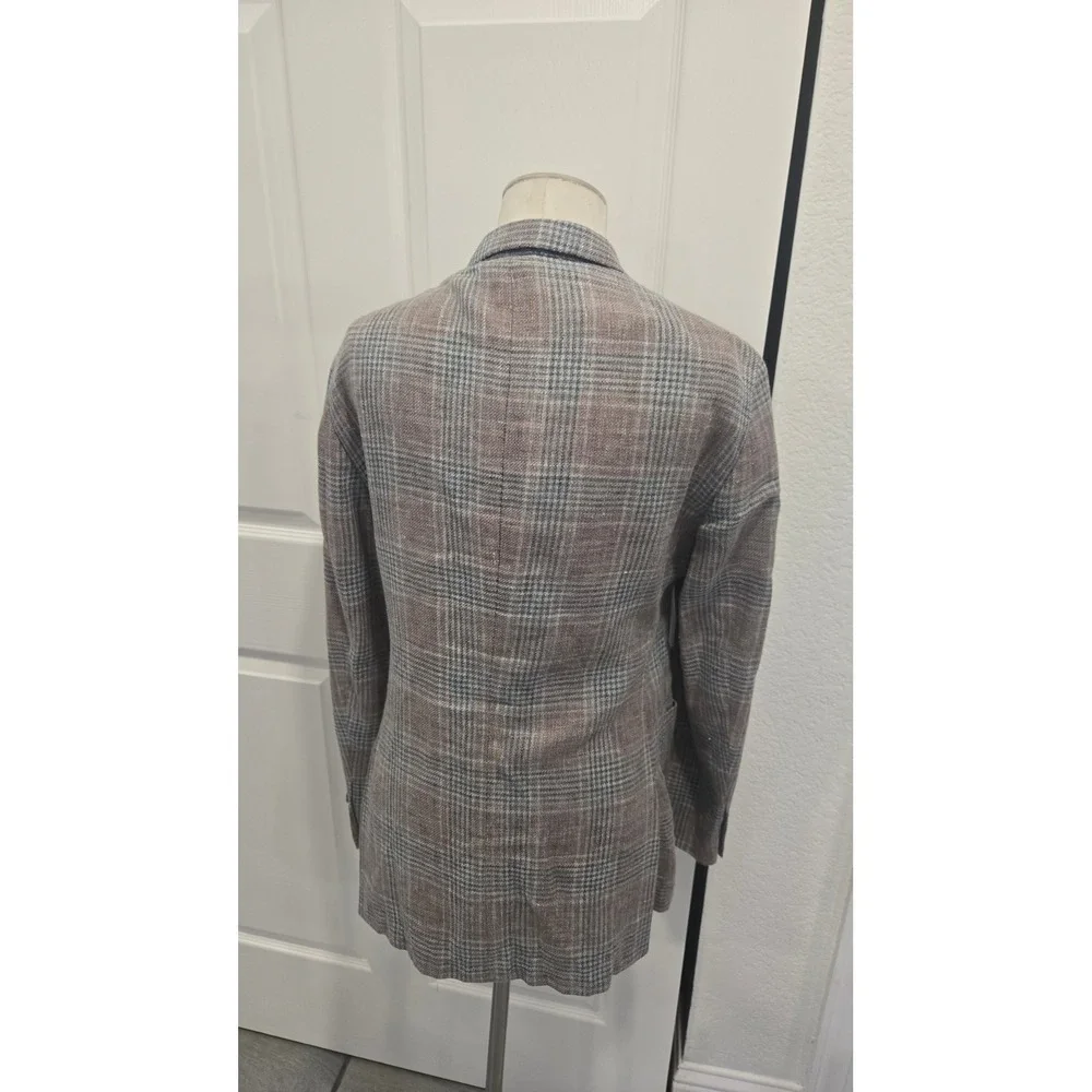 Hickey Freeman Weightless Linen Wool Sport‎ Coat – Glen Plaid – 38R